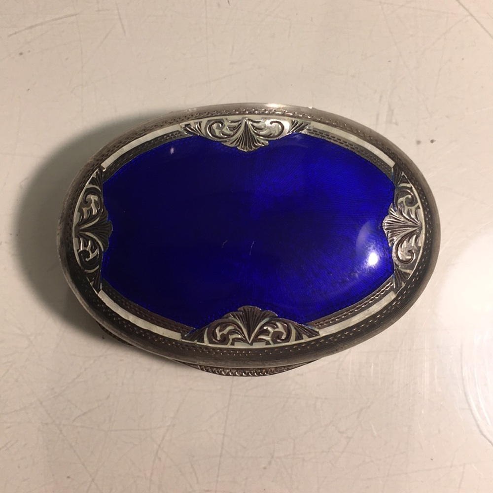 Antique Blue Lapis Lazuli Tiffany Pill Box
